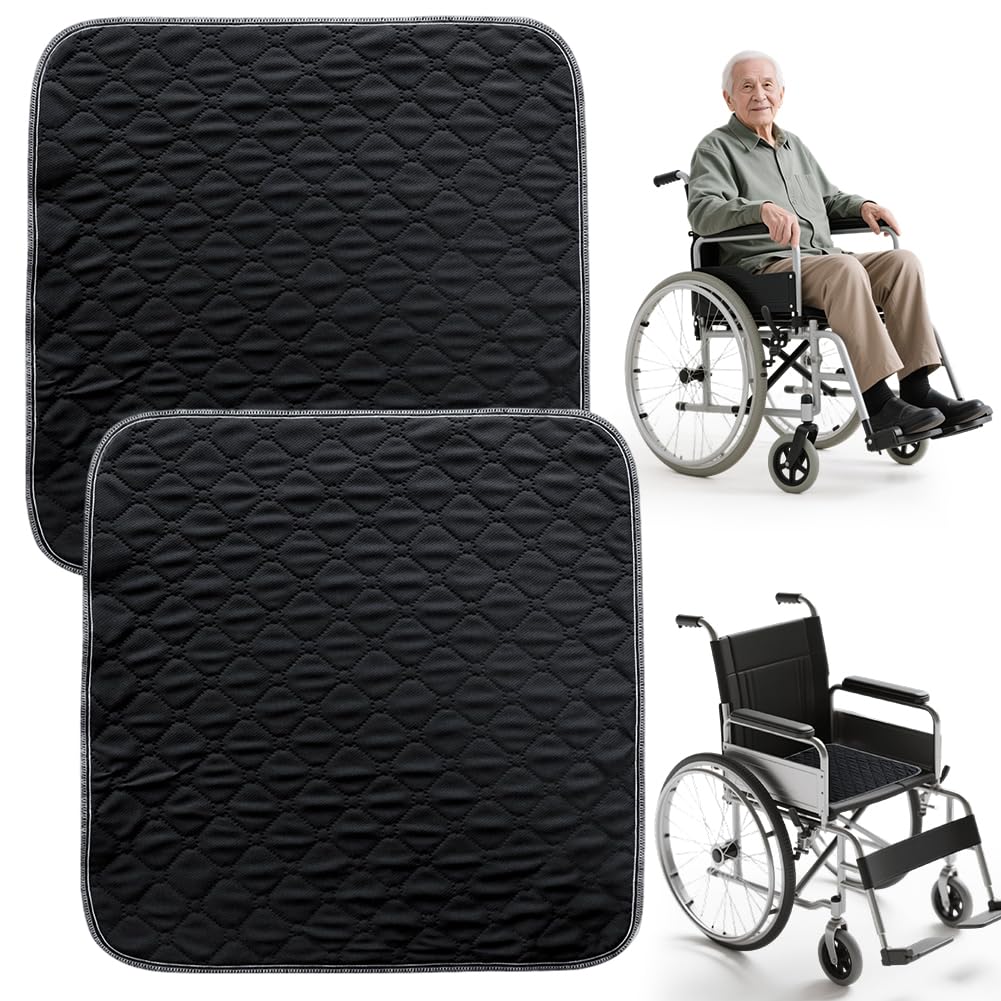 Lot de 2 coussins de chaise lavables pour incontinence - Lavables - 50 x 50 cm - Réutilisables - Pour fauteuil roulant, siège auto, canapé