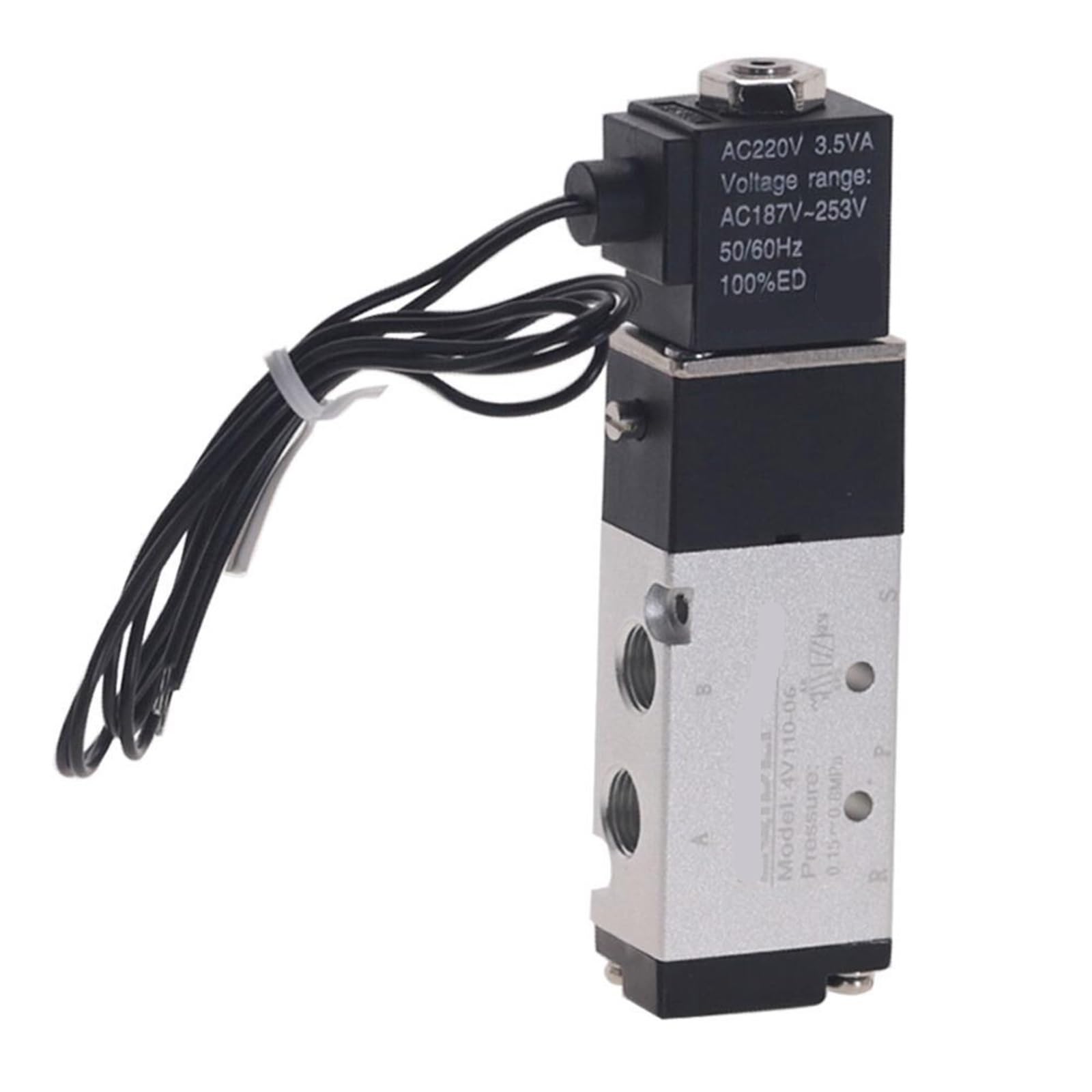 Électrovanne pneumatique 4V110-06 DC 24V 5 voies 2 positions pour compresseur d'air