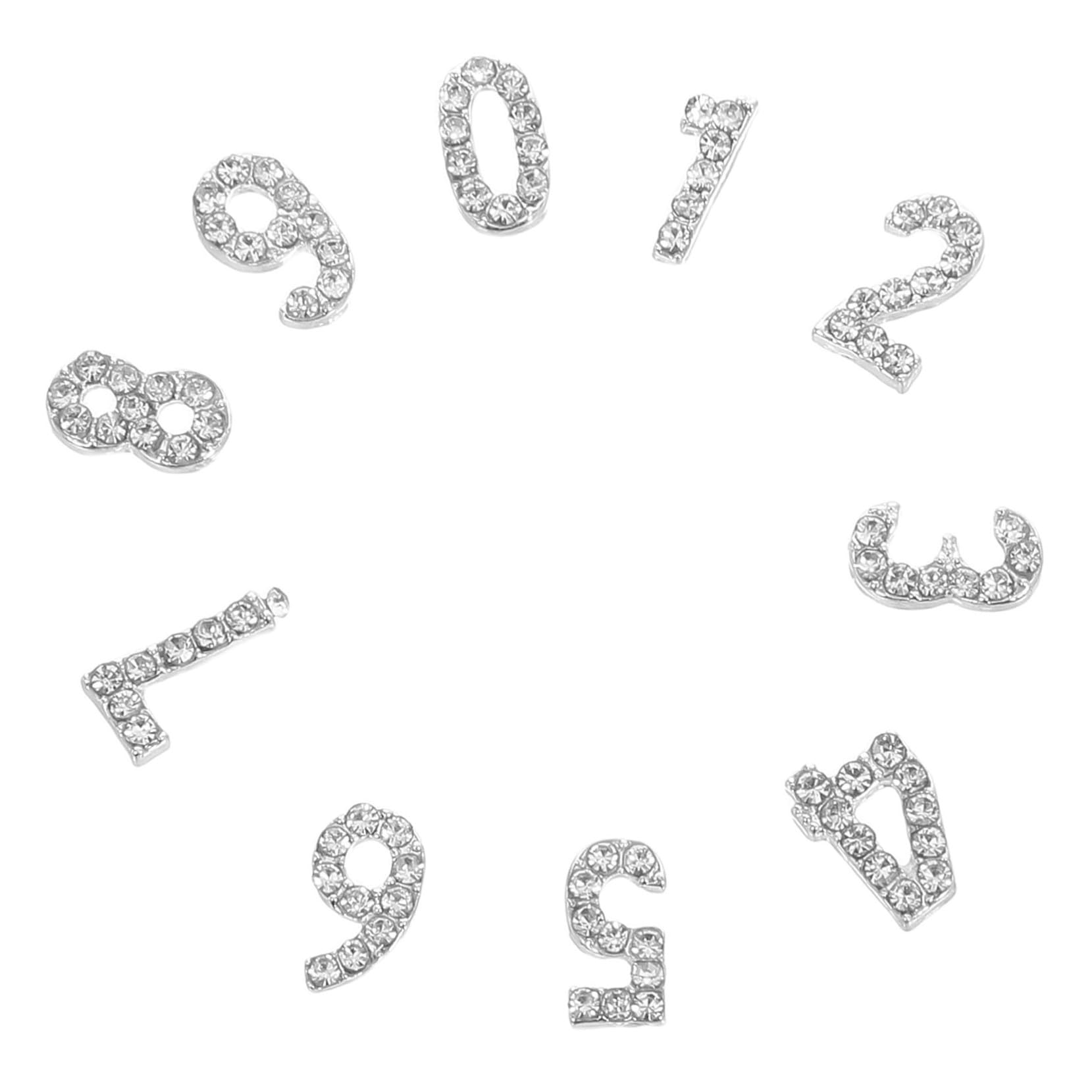 100pezzi Ciondoli per Unghie Numerici Decorazioni Strass per Nail Art Gemme Lucide Retro Piatto Abbellimenti per Manicure
