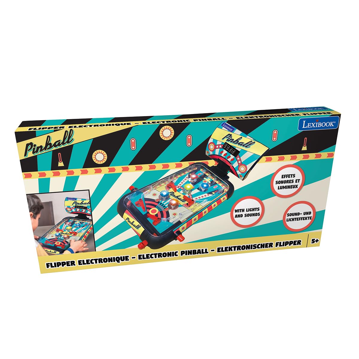 LEXIBOOK, Electronic table pinball, Action and reflex game for children and family LCD screen, light and sound effects, JG610LXB - Image 4
