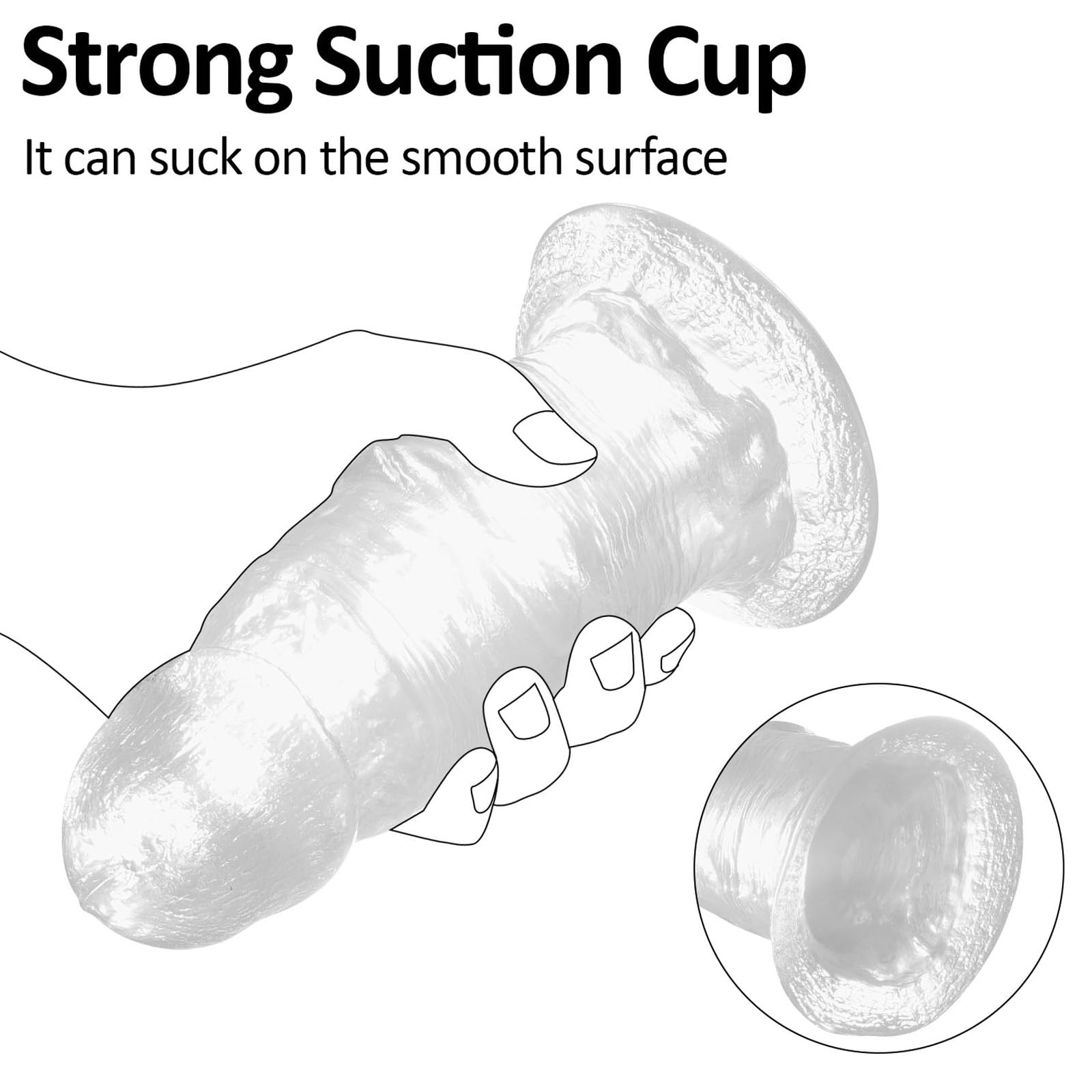 2.52" Diámetro grueso grande dildo, 7.48'' realista grasa dildo culo enchufe con succión, amplio anal dildos G punto juguete, pene anal enchufes juguetes sexuales para hombres mujeres pareja - claro