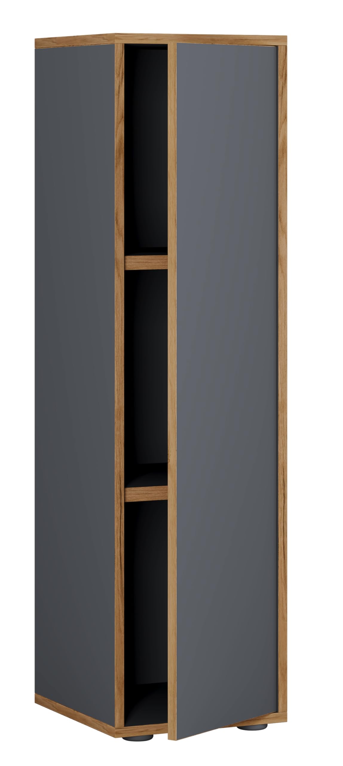 VCM Holz Büroschrank Ordner Aktenschrank Büromöbel Schrank Salia 3-fach Breite 30 cm Drehtür Anthrazit
