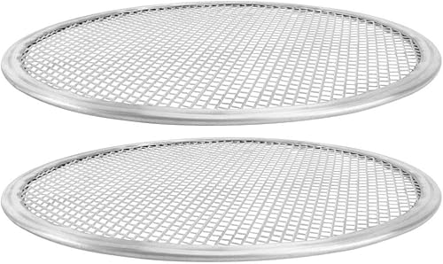 NUOBESTY Pantalla de aluminio para hornear pizza de 16 pulgadas, bandeja de pizza redonda sin costuras, pantalla de pizza antiadherente, utensilios