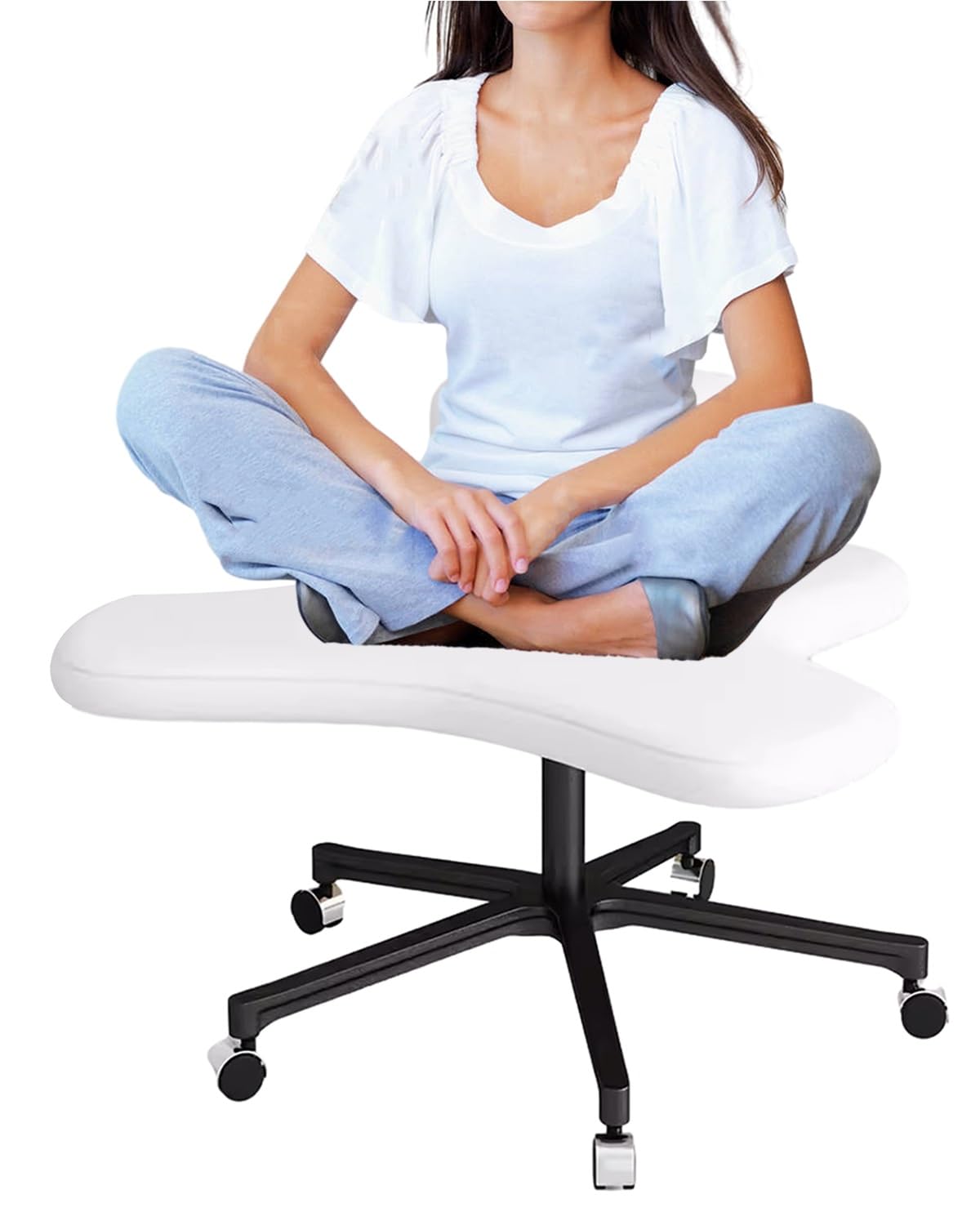 Cross Kneeling Meditation Chair, Kniender ergonomischer Stuhl Cross Leg Office Chair Aktiver Bürostuhl zum Sitzen in verschiedenen Positionen, ergonomischer Cross Leg Knee Chair für Yoga-Lie