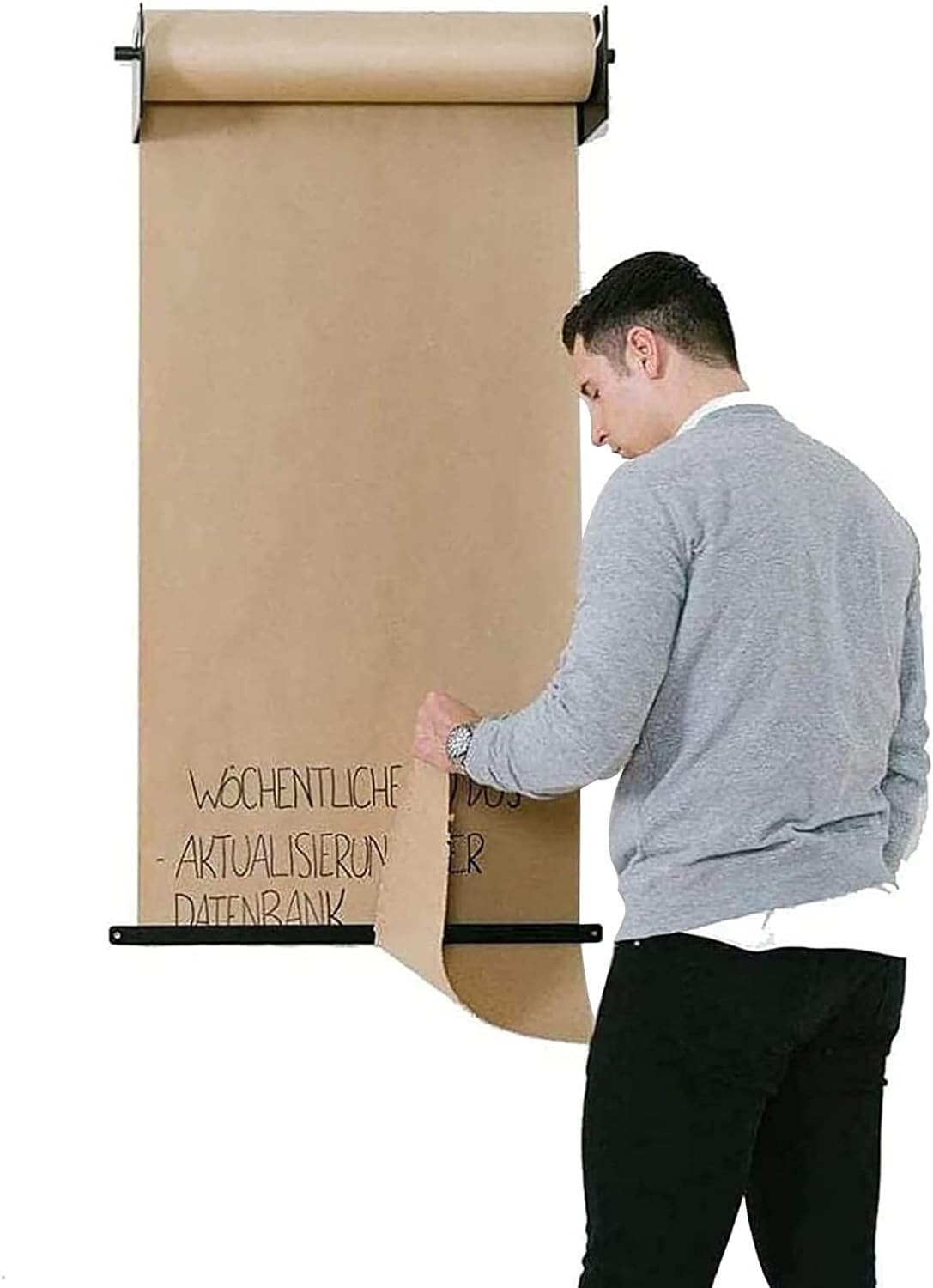 Distributeur de Rouleaux de Papier Kraft de 67 cm de Large, Porte-Rouleaux de Papier pour Tableau d'affichage avec Fixation, Noir, 67 cm de Large