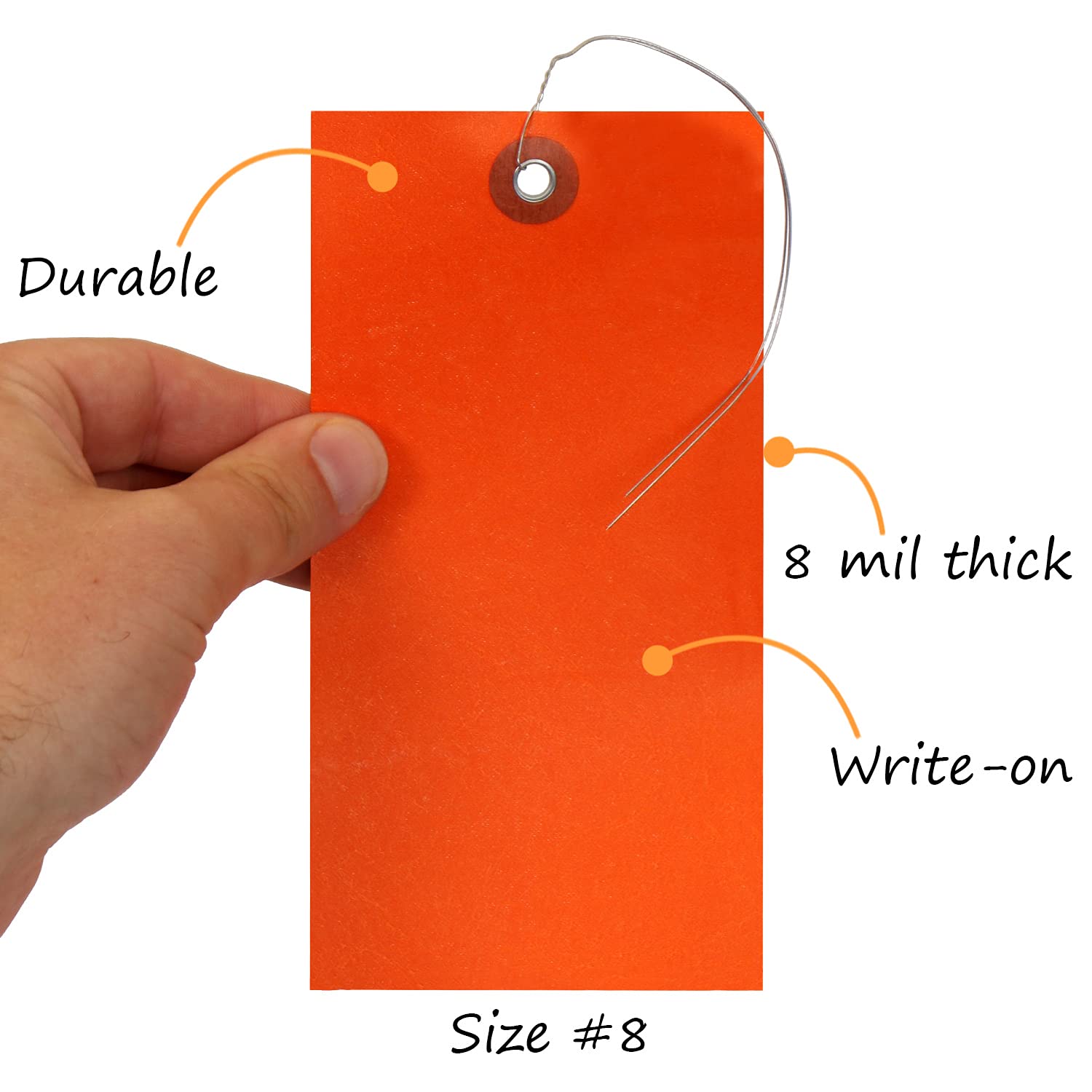 SmartSign Tyvek Lot de 100 étiquettes d'expédition vierges avec fil Orange Taille 8