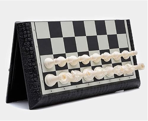 Miniatura 6 de YANYAN Juego de ajedrez de ajedrez, juego de ajedrez magnético de viaje, juego de ajedrez plegable y portátil de almacenamiento de mesa (tamaño