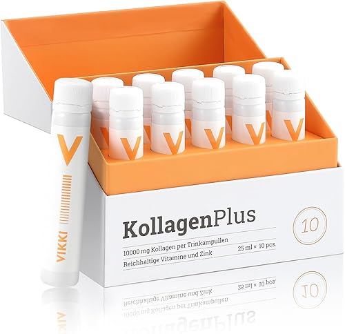 Vikki Polvo de proteína de colágeno, 10000 mg de péptidos de colágeno, colágeno de pescado con ácido hialurónico y vitamina C para soporte de piel,