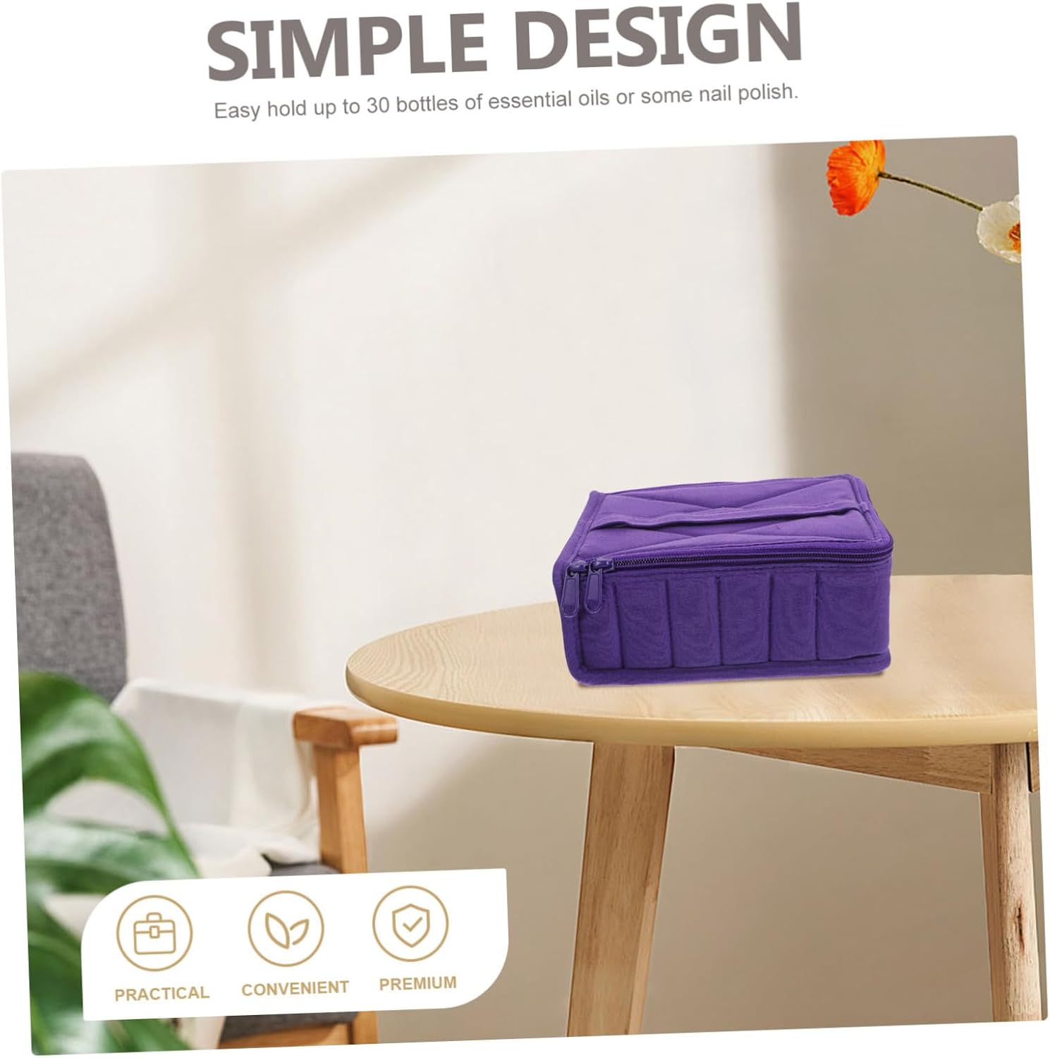 Essential Oil Organizer Bag Purple Travel Case for Up to Bottles Durable Storage Holder with Separated Design for Traveling Go Essentials