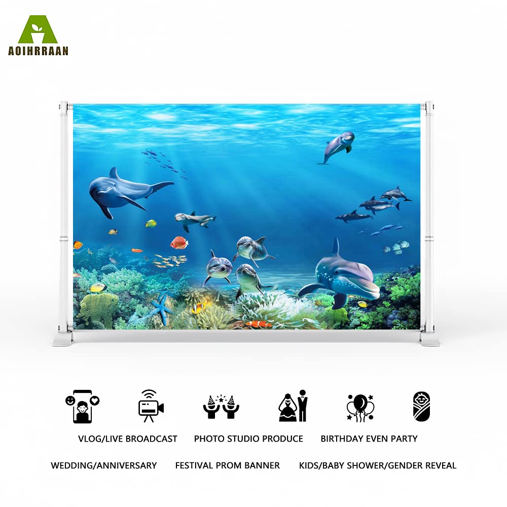 Aoihrraan 1,5x1m Cartoon Mondo Sottomarino Sfondo Acquario Animali Corallo Colorato Pesci Tropicali Da Favola Sottomarina Fondali Fotografia Bambini Doccia Festa Compleanno Bambini Ritratto Fotos