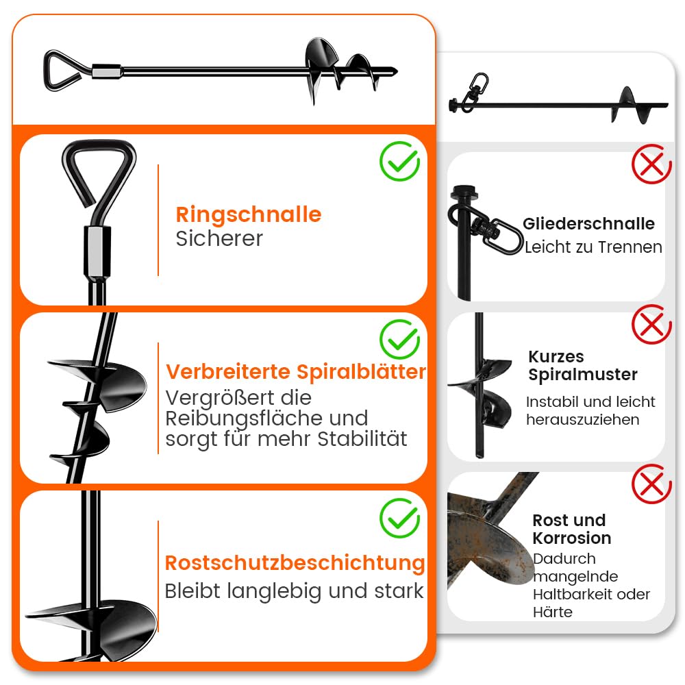 Ground Anchors Tent Stakes Trampoline Anchors Heavy Duty Screw in - Image 4