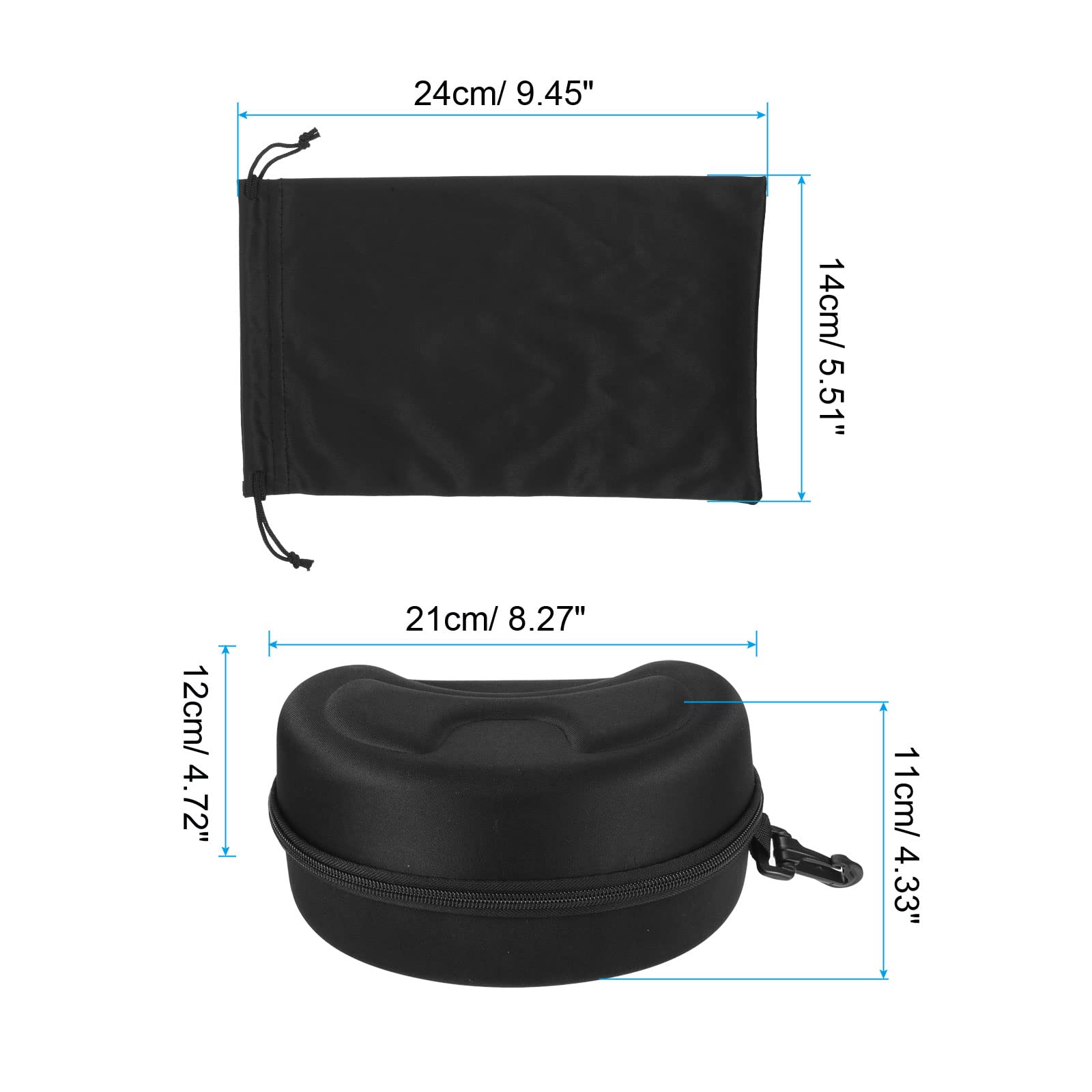 PATIKIL Snow Goggle Bag & Box, EVA Glass Case with Microfiber Ski Goggles Pouch for Eyeglass Sunglasses Black (210 * 110 * 90mm