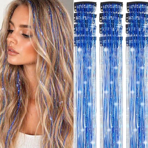 Hair Tinsel Kit Clip in for Kids 12 Pcs Fairy Glitter Tinsel Hair Extension