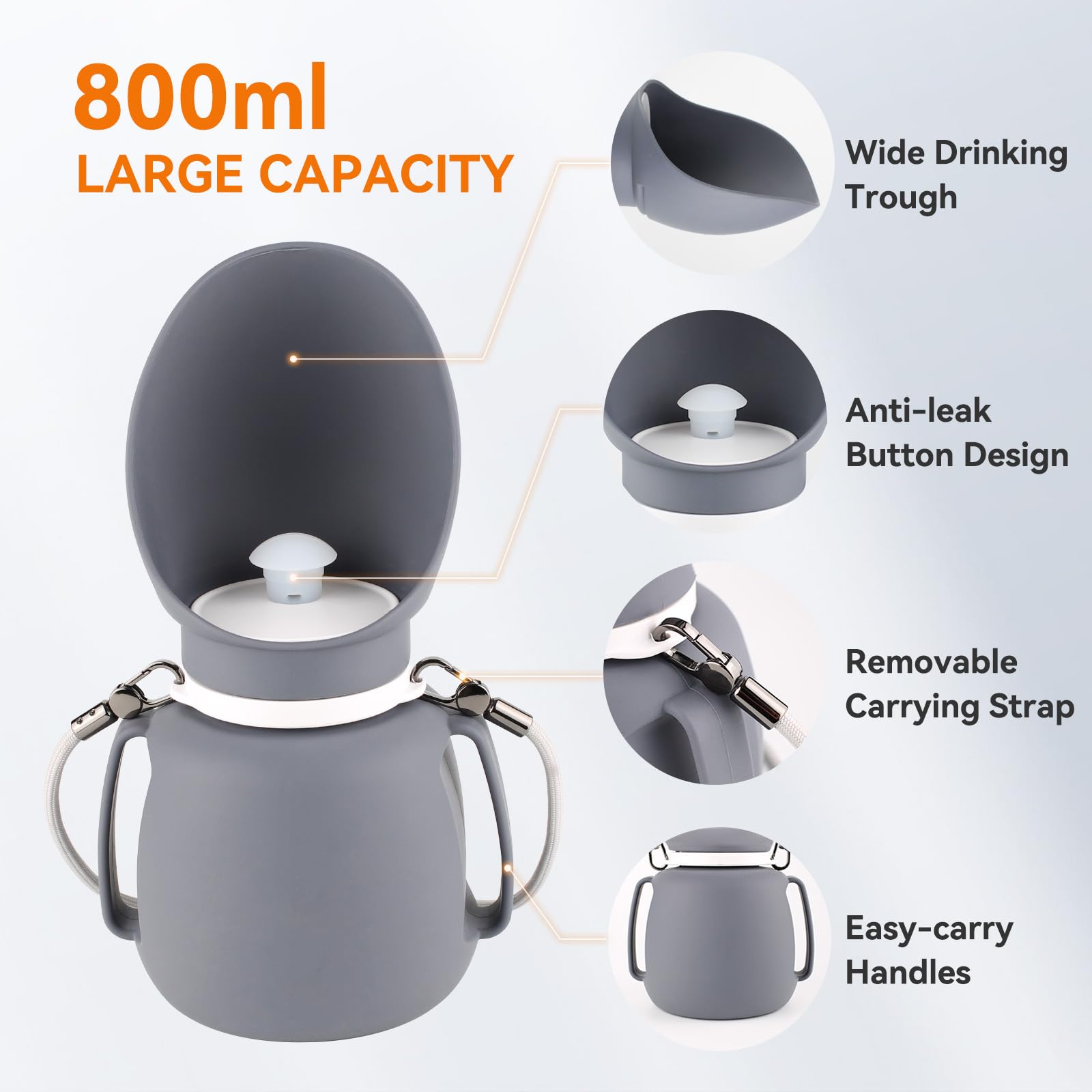 PETLESO Dog Water Bottles for Walking 800ml Large Pet Water Dispenser for Outdoor Hiking & Travel - Image 2