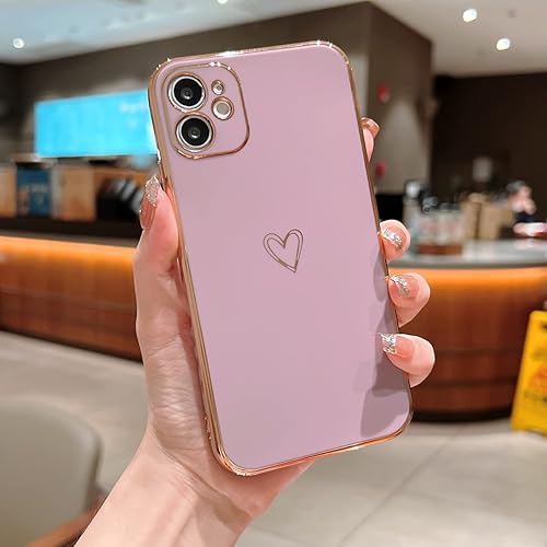 Miniatura 2 de YKCZL Funda compatible con iPhone 11, bonita funda de lujo con borde chapado en parachoques con cubierta completa de protección de lente de cámara