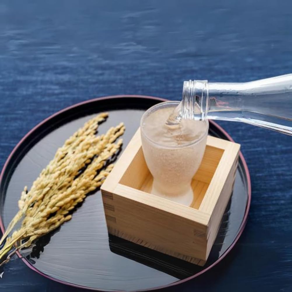 2 Pièces de Tasse à Saké en Bois de Culture Japonaise Masu Box 3,23" L Carré X 2,2" H pour Saké Frais avec Joints Emboîtables Résistants Aux Fuites.