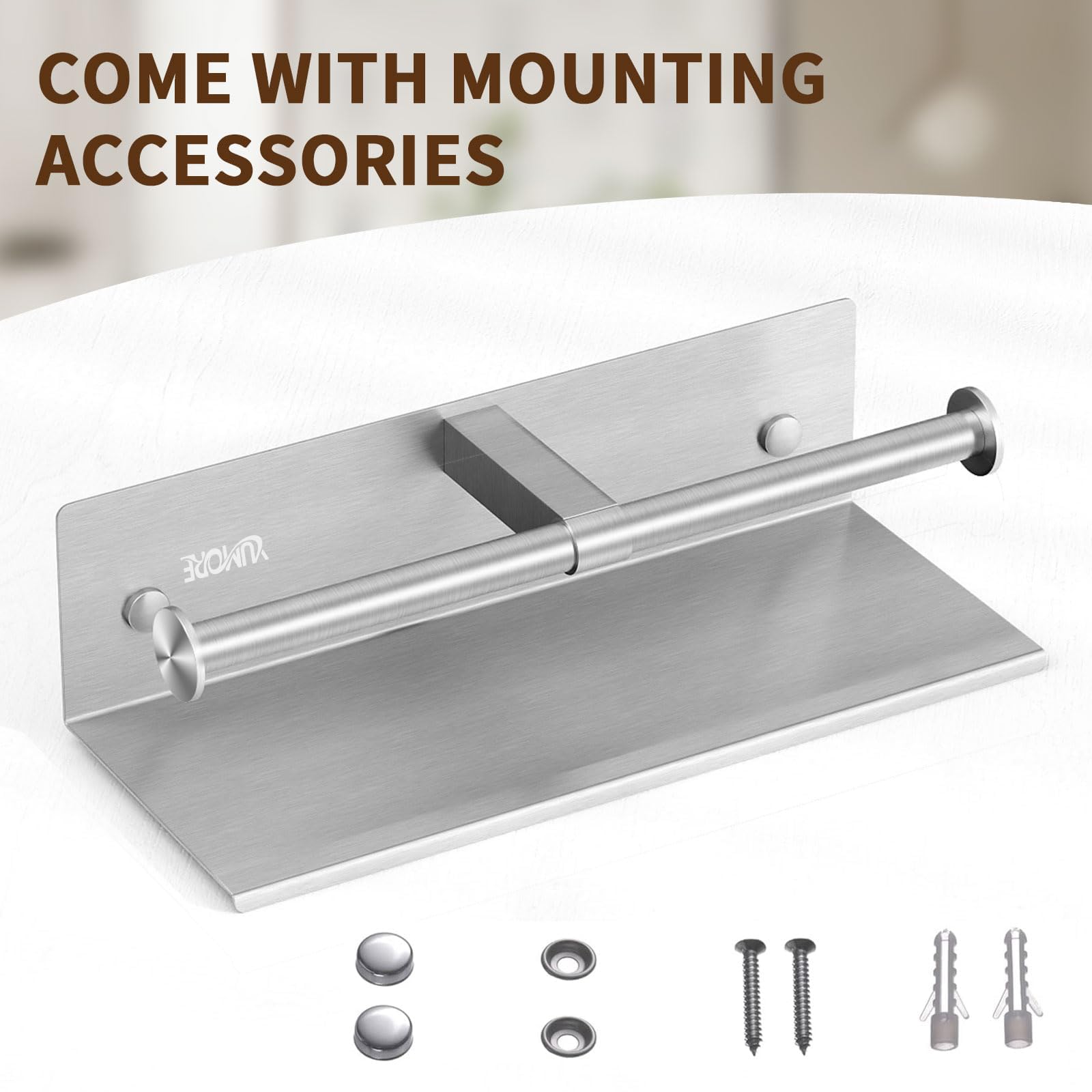 YUMORE Toilet Paper Holder with Shelf, Double Roll Holder, Brushed Nickel — Amazon image 7