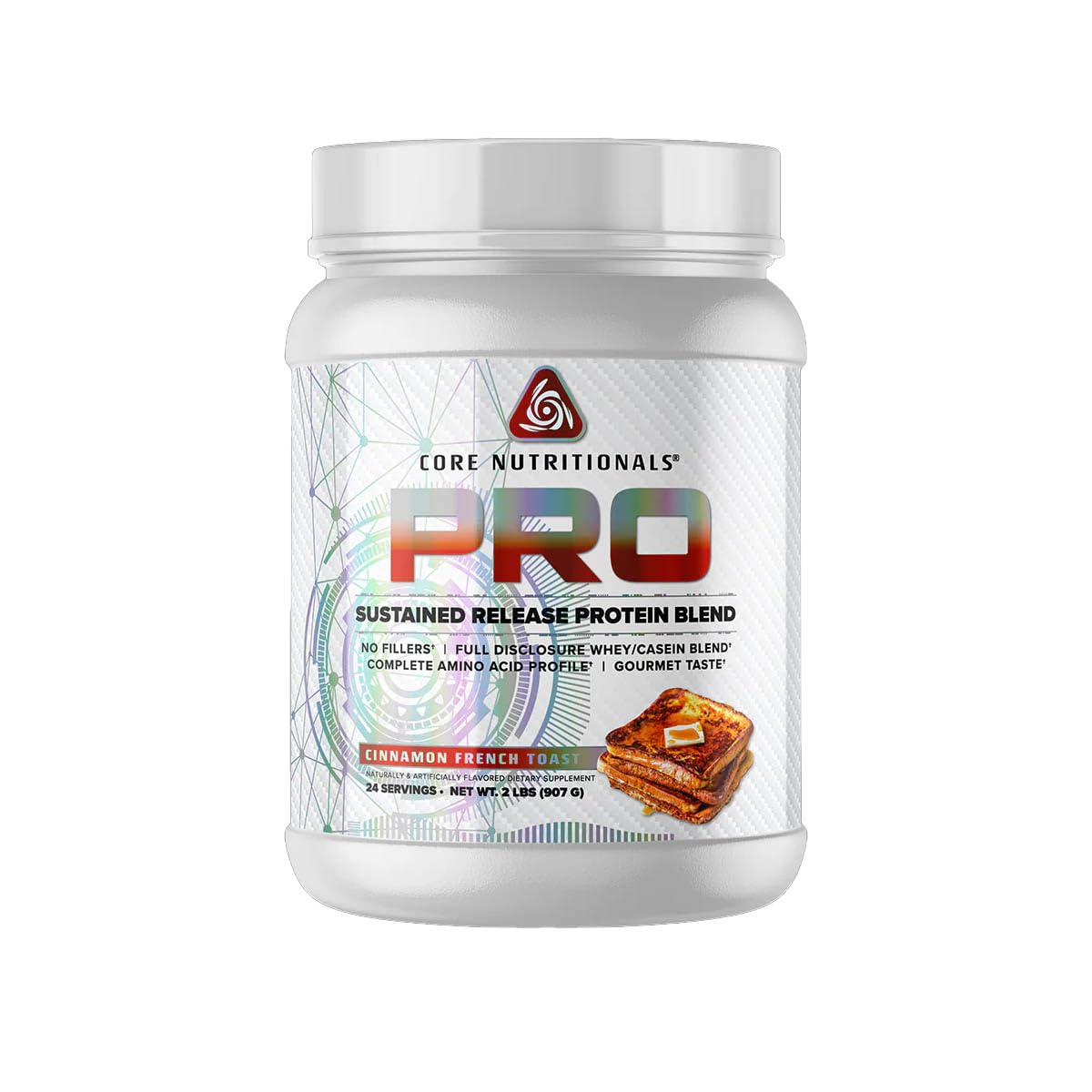 Core Nutritionals Pro Sustained Release Protein Blend, Digestive Enzyme Blend, 25G Protein, 2G Carb, 27 Servings (French Toast)