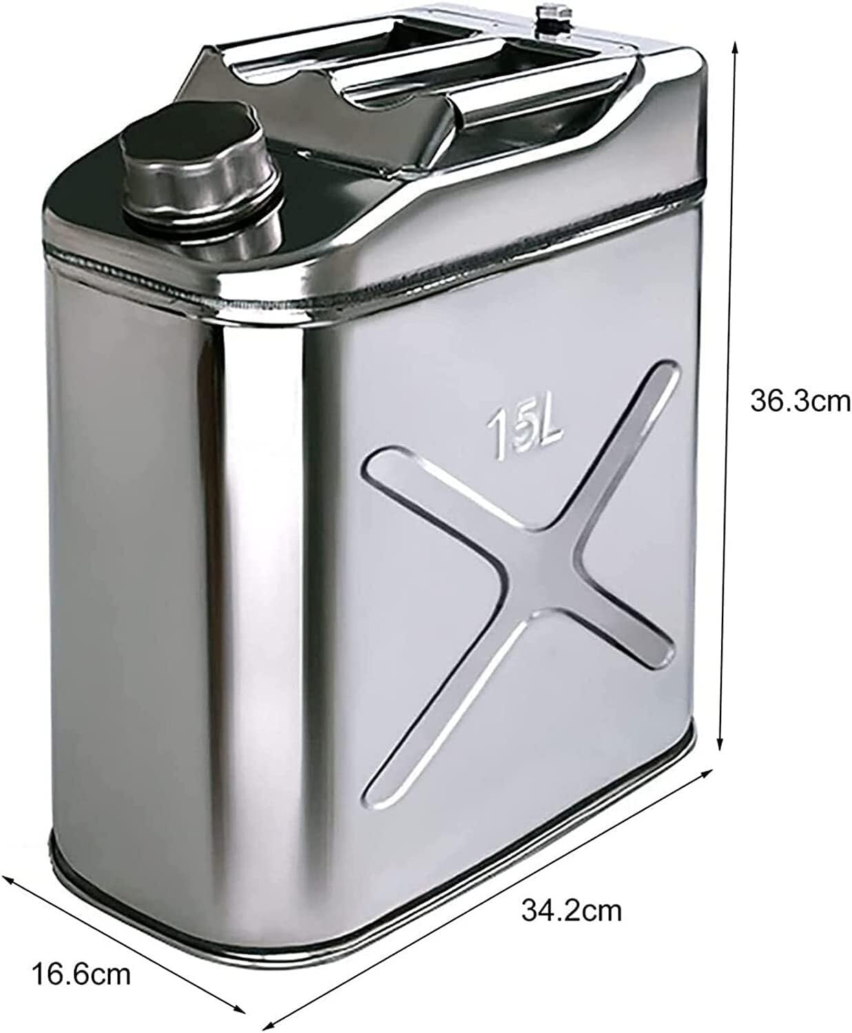 Tanica per carburante da 5/10/15/20 l, in acciaio inox 304, per benzina e diesel, con beccuccio flessibile, serbatoio portatile anti-perdite per auto, barca e campeggio (15 l)