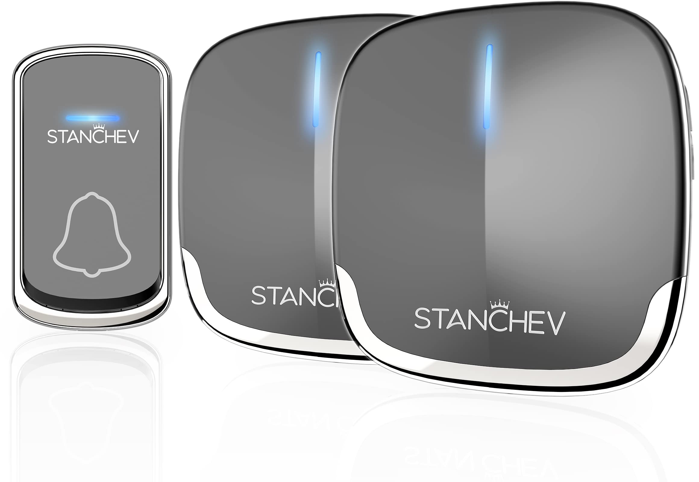 Stanchev Door Bell Wireless for Home,Wireless Door Bell Operating in 300m/1000 ft,IP44 Weatherproof Button,36 Melodies,4 Volume Levels with LED Indicator,Call Bell for Home,Office,Elderly