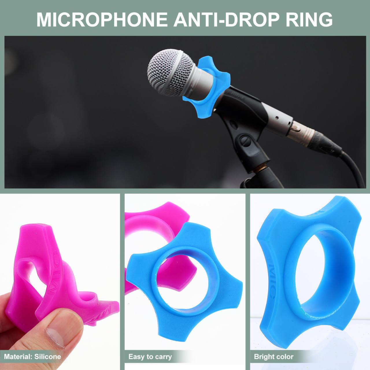 jojofuny 10pcs Silicone Microphone Anti-Roll Rings Non-slip Sleeve for Mic, Mic Rings for Ktv Parties, Performances - Image 2