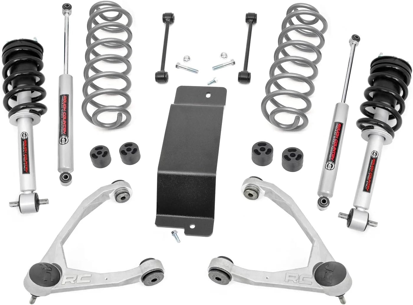 Rough Country 3.5" Lift Kit with N3 Struts & N3 Shocks for Chevy Avalanche, Tahoe, Suburban & GMC Yukon 1500 (2007-2020) - Aluminum Control Arms, Up to 32" Tires