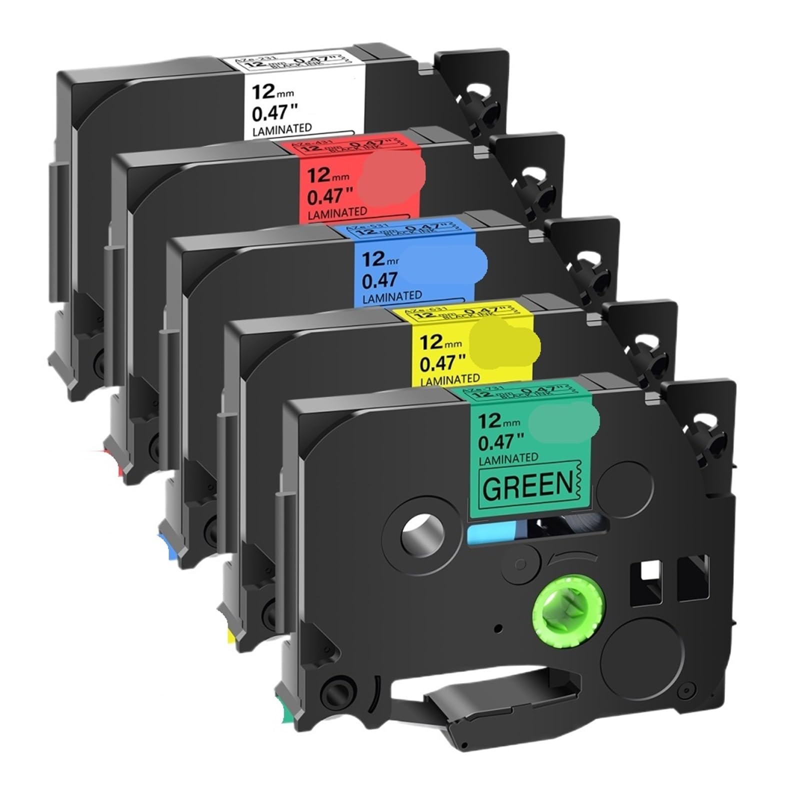 5 unidades de casete laminado cinta etiquetas for rotuladoras selectas 6 mm, 9 y 12(5PK-Mix-Colors,24mm)
