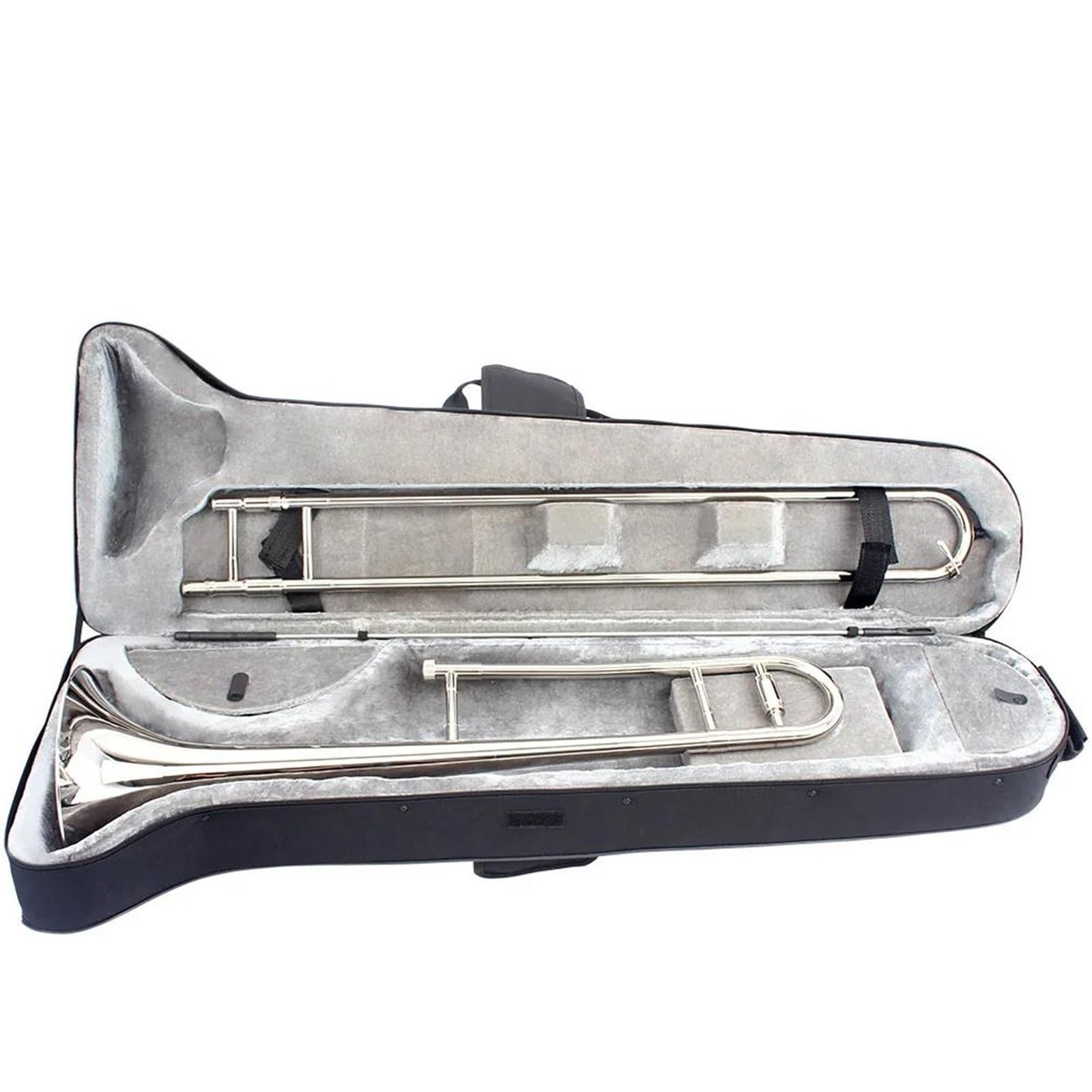 Standard Puzon Instrumenty Muzyczne Puzon Bb Lakierowany Srebrny Korpus Mosiężny Zestaw Altowy Z Torbą Do Przechowywania Akcesoria Pręt Tłumika(Trombone set)