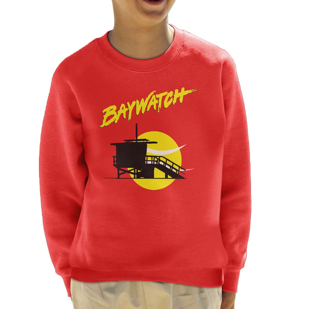 Cloud City 7 Red Baywatch Lifeguard Tower Sunset Kid's Sweatshirt