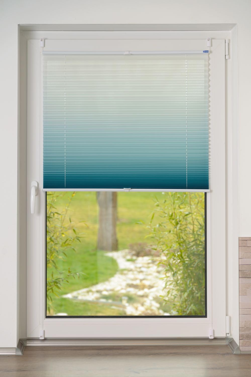 Khome K-Home® Klemmfix-Plissee Farbverlauf Petrol B115 x H130 cm – Bild 3