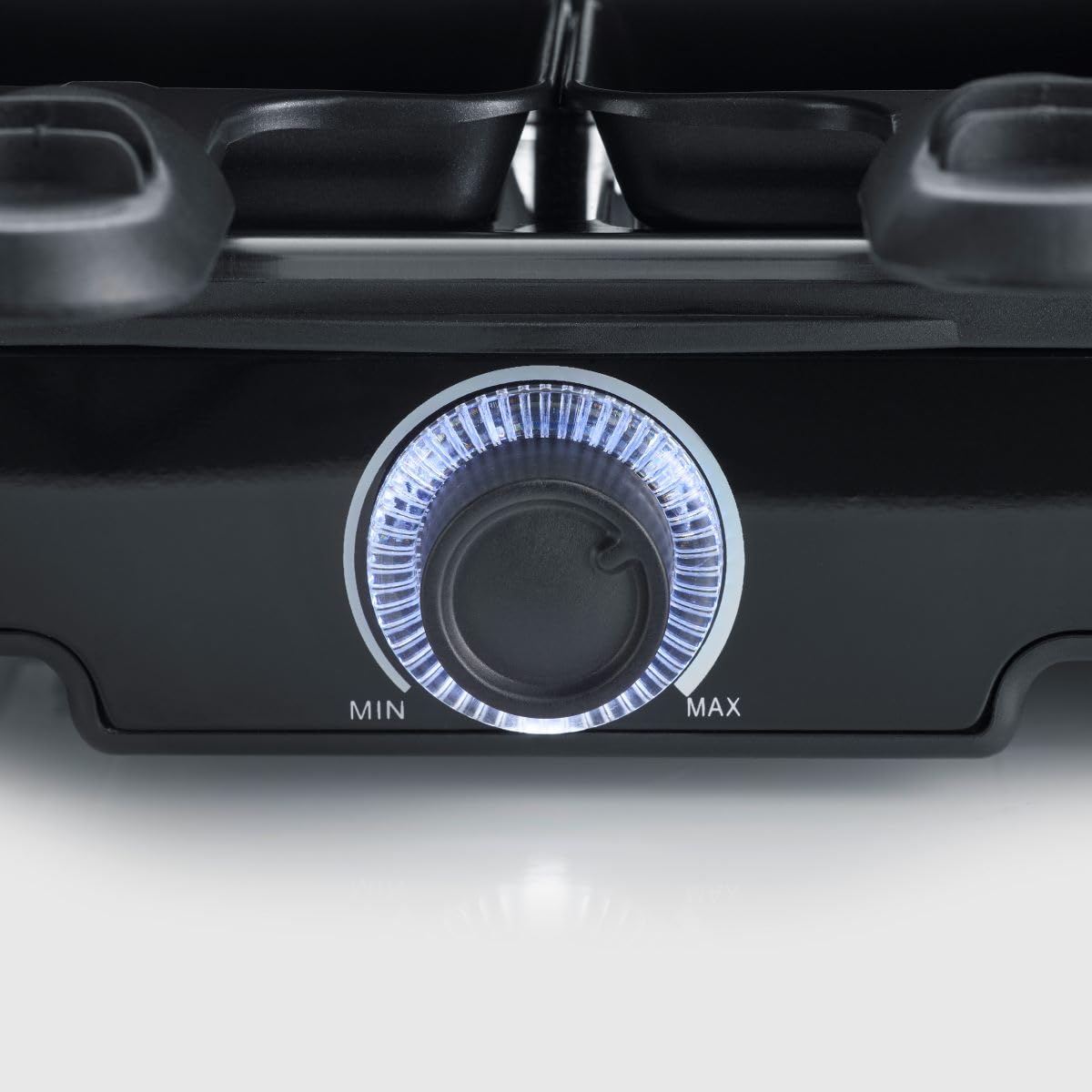 SEVERIN Raclette Grill, 1400W, 8 Padelline Antiaderenti, 8 Spatole, Piastra in Ceramica (41,5x26 cm), Temperatura Regolabile, Cavo Lungo 195cm, 42,0 x 28,0 x 12,0 cm, Nero - RG 9670