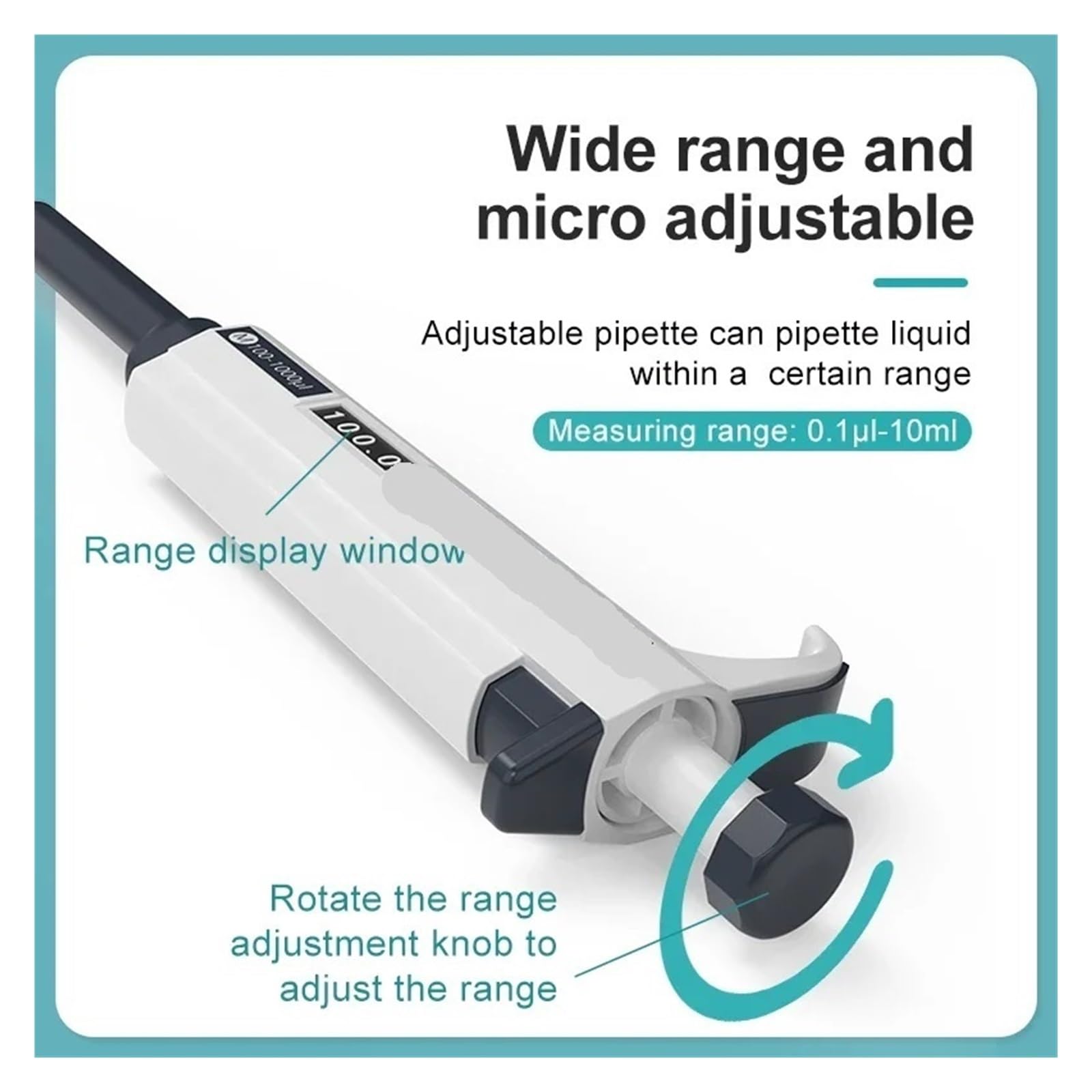 Pipeta Micropipeta De Laboratorio, Pipeta Digital Automática, Equipo Químico Plástico Ajustable Con Puntas 0,1-10ml, 2 Uds para laboratorio(M500-5000ul)