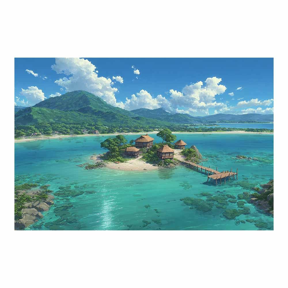 HOQIU Beautiful wall art Anime Island Cove canvas artwork for wall, art prints, For living room, bedroom, bathroom, dining room, painting and decor.(Multicolor)-60x80cm Unframed