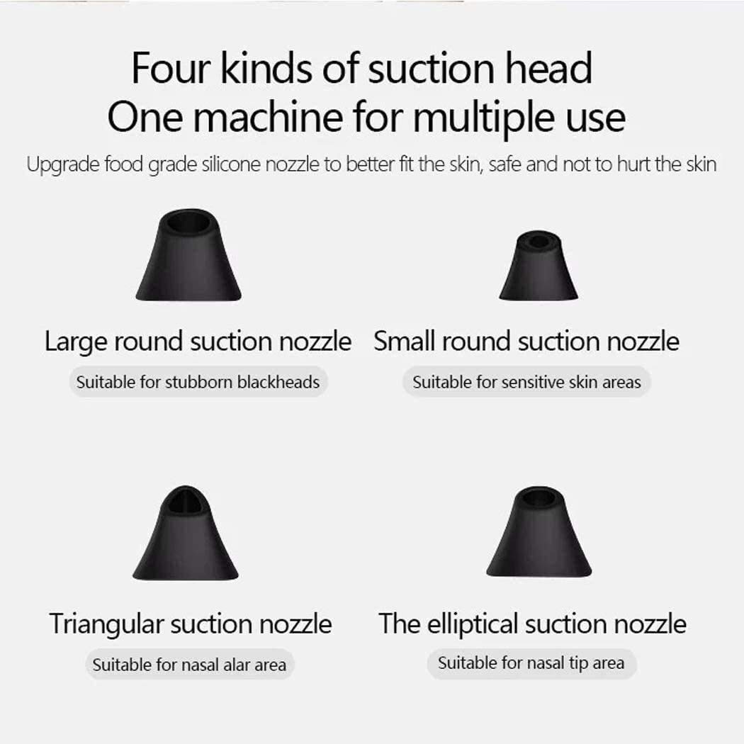 Blackhead Remover Aspirapolvere Pore Cleaner Aspirapolvere Aspirazione elettrica Vial Comino Acne Extractor Tool USB Ricaricabile 3 modalità 4 Sonde sostituibili per Donne e Uomini, Nero