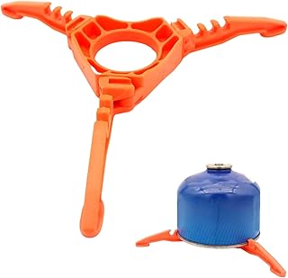 1PCS Gas Canister Stand,Orange Foldable Fuel Gas Tank Bracket Support,Camping Gas Canister Stove Stand Tripod,Durable and Easy to Carry,Ideal for Outdoor Activities and Camping