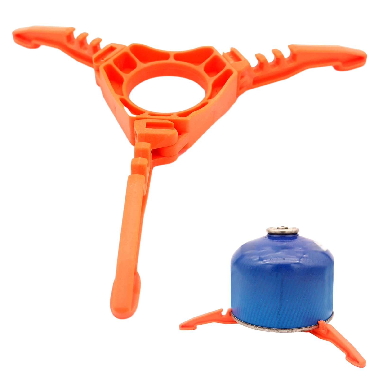 1PCS Gas Canister Stand,Orange Foldable Fuel Gas Tank Bracket Support,Camping Gas Canister Stove Stand Tripod,Durable and Easy to Carry,Ideal for Outdoor Activities and Camping