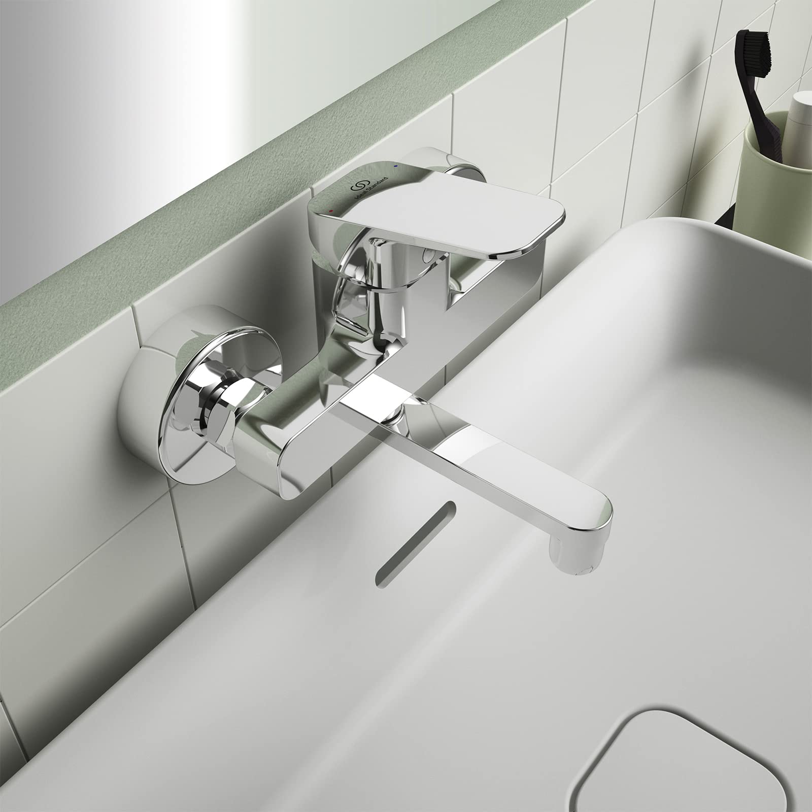 Ideal Standard BD241AA Ceraplan - Grifo monomando para lavabo de pared, cromo, Aufputz