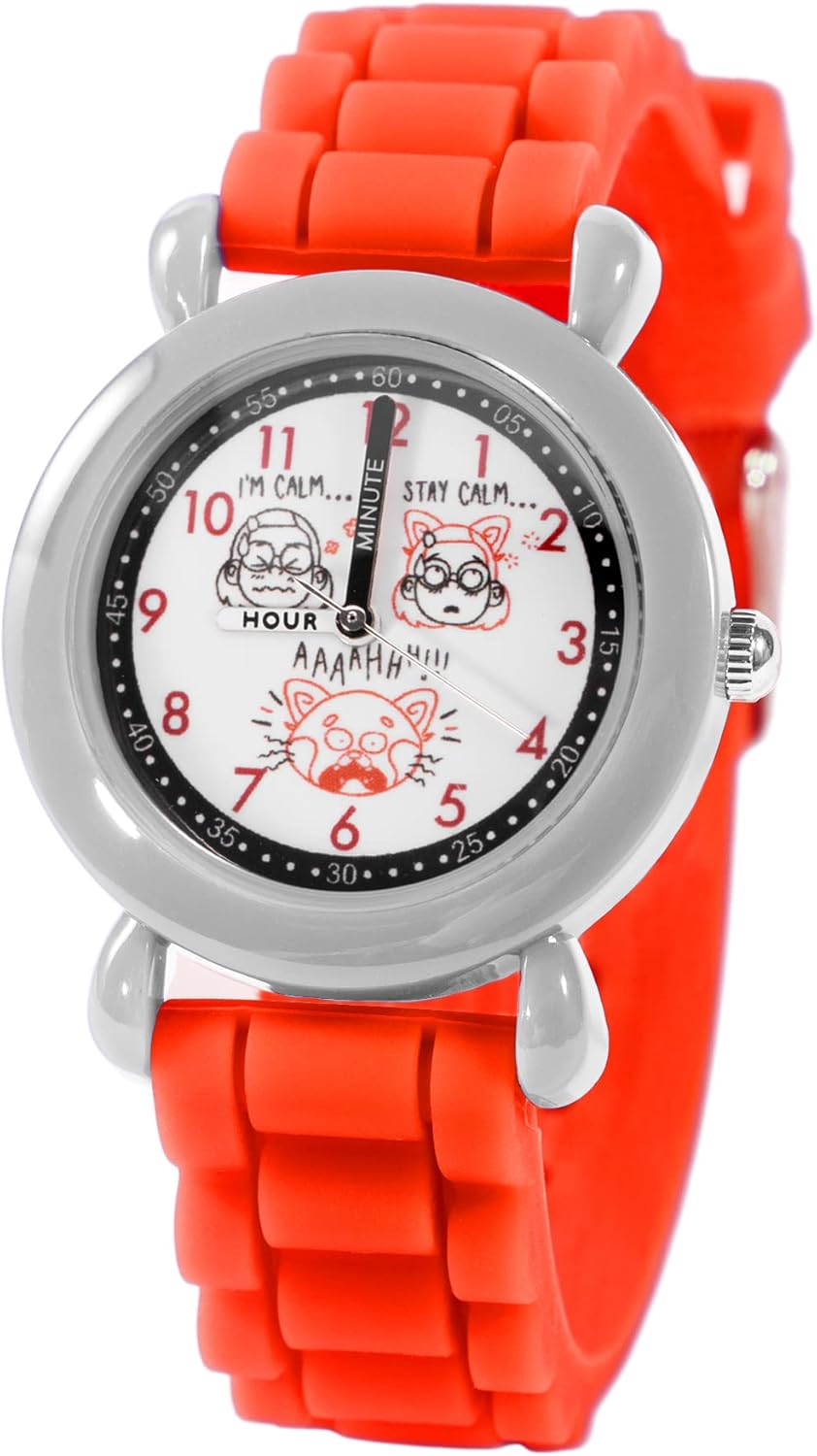 Disney Turning Red Kids' Plastic Time Teacher Analog Quartz Silicone Strap Watch