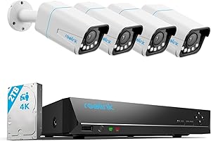 Reolink RLK8-811B4: 8-Channel 4K NVR Security Camera System with 4 PoE Cameras and 2TB HDD