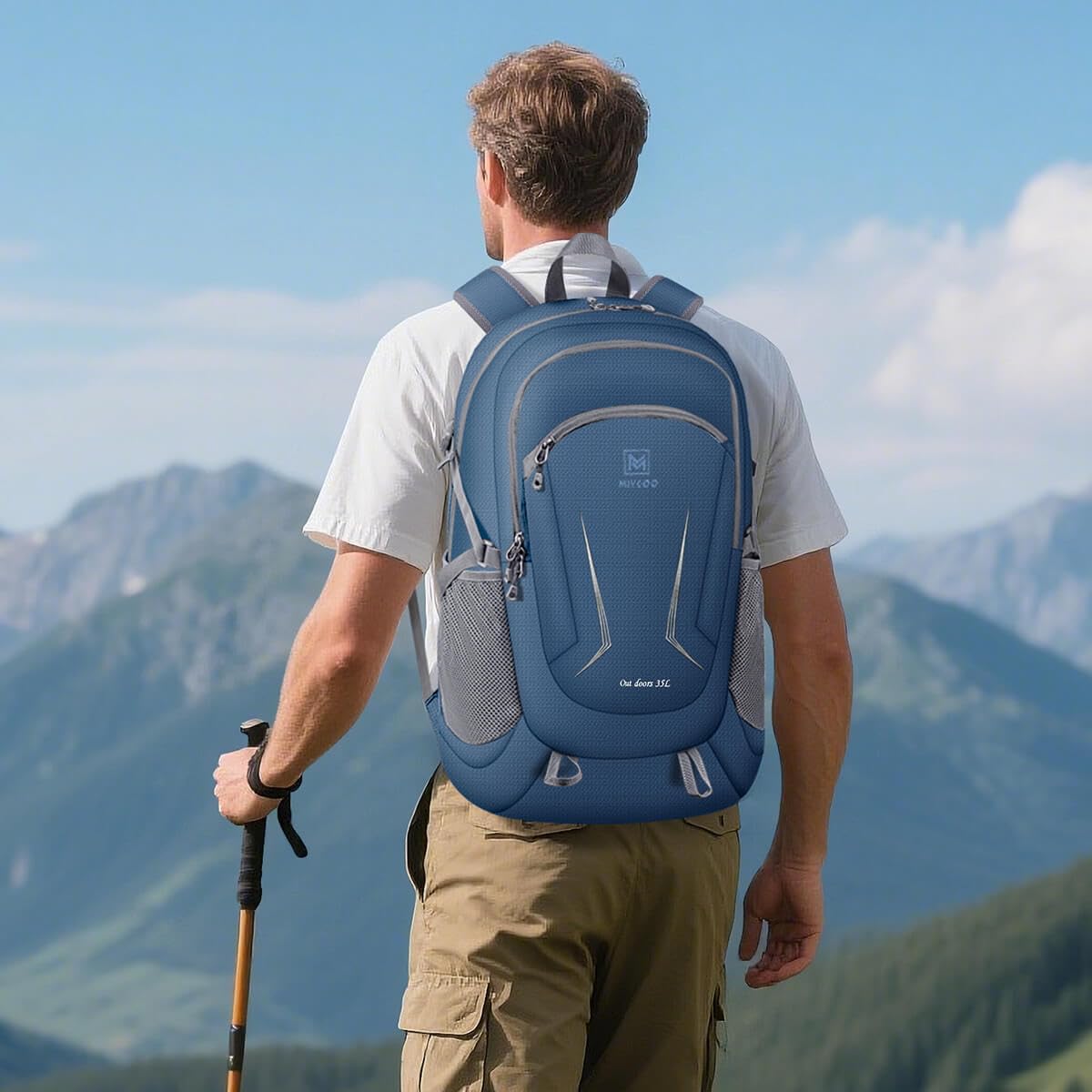 MIYCOO Zaino pieghevole ultra leggero per viaggi e campeggio, zaino da trekking da 45 l, impermeabile, pieghevole, per uomo e donna, blu, Blu, 45L, Zaino leggero e ripiegabile
