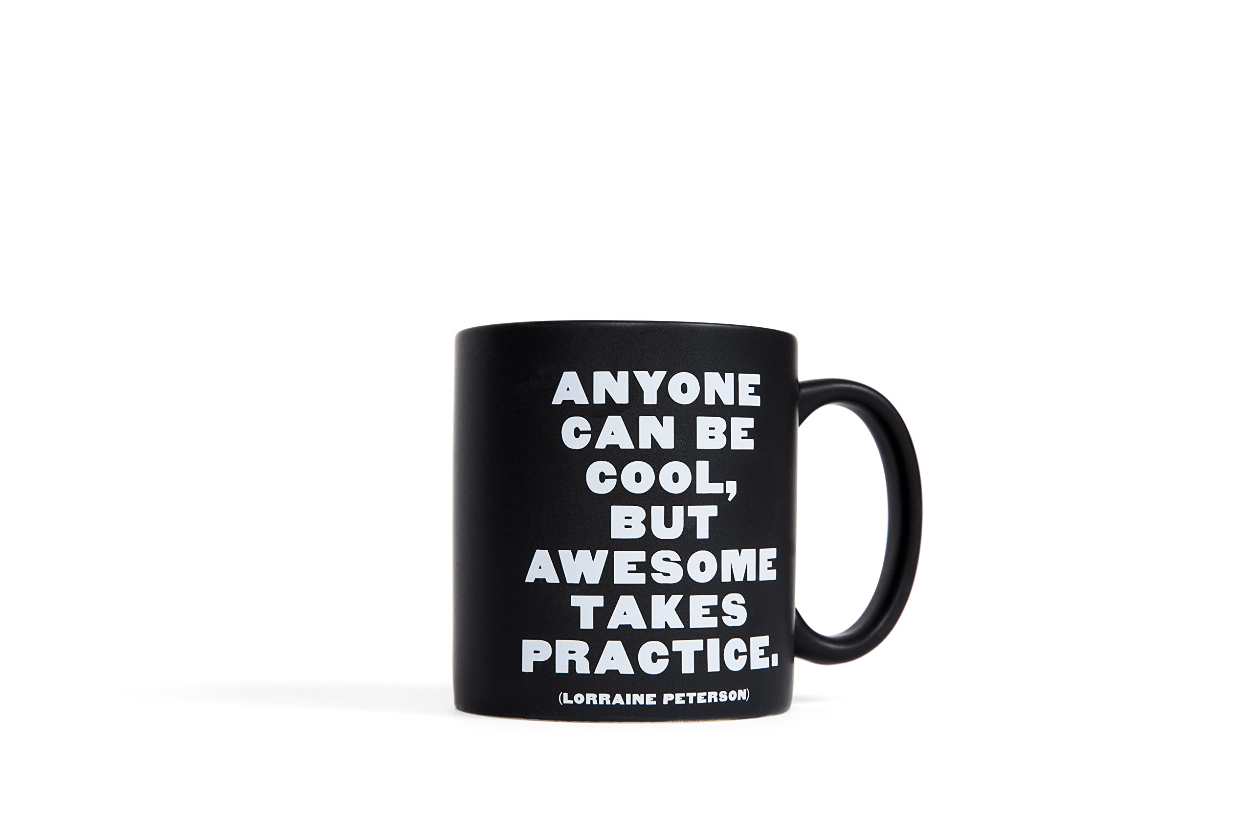 Quotable Black Ceramic Mug, 400 ml, Anyone Can Be Cool, Lorraine Peterson, Microwave and Dishwasher Safe