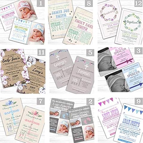Personalised Christening Baptism Invitations Invites Boy or Girl Cover
