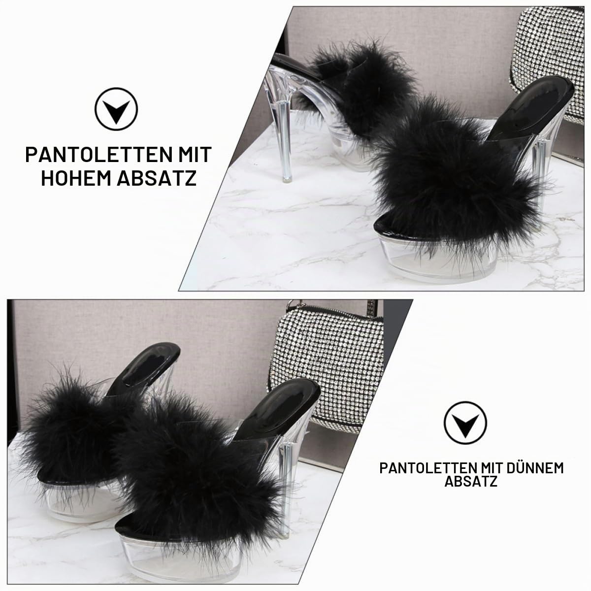 Holibanna High Heels Feder Mit Hohen Absätzen Sandalen Klare Plattform Hausschuhe für Frauen- Größe 37