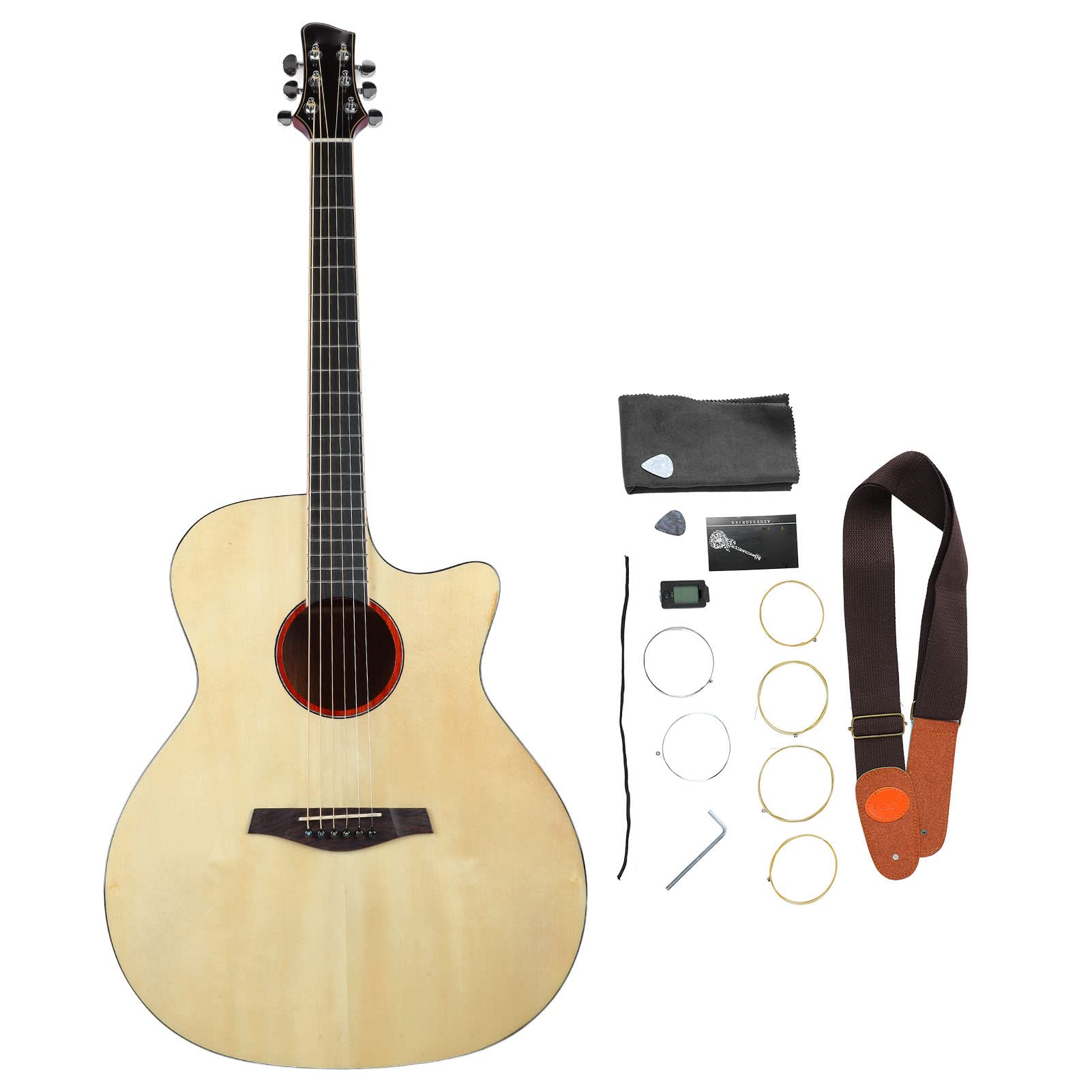 Chitarra Folk, Regalo per Chitarra Acustica Forte Penetrazione Bassa Pressione di Pizzicamento Tessitura Fine Superficie a Specchio Tono Morbido per Gli Amanti della Musica di Gioco