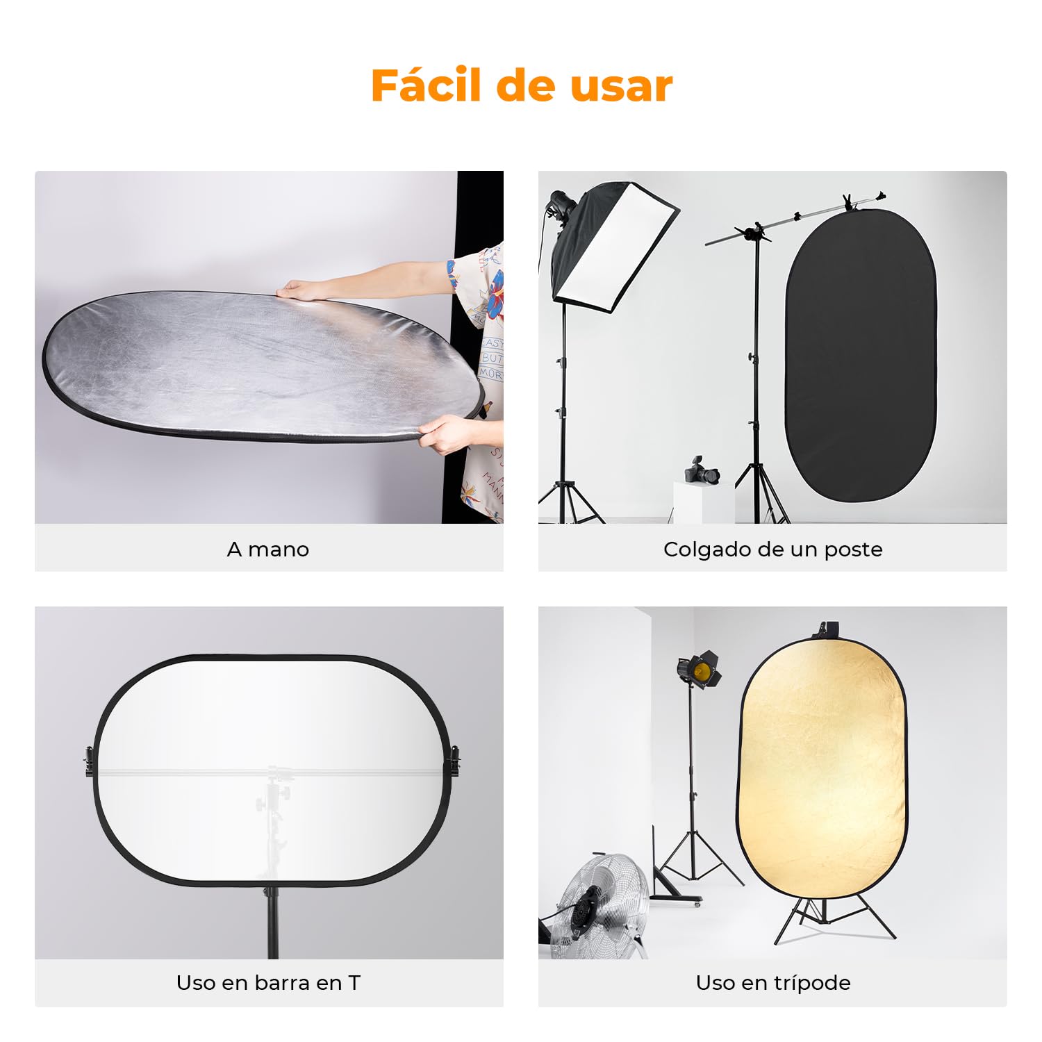 K&F CONCEPT 5 en 1 Reflector de Luz para Fotografía 60x90cm Difusor Ovalado Reflector Plegable para Fotografía de Retrato Foto Selfie Iluminación Exterior con Bolsa de Transporte