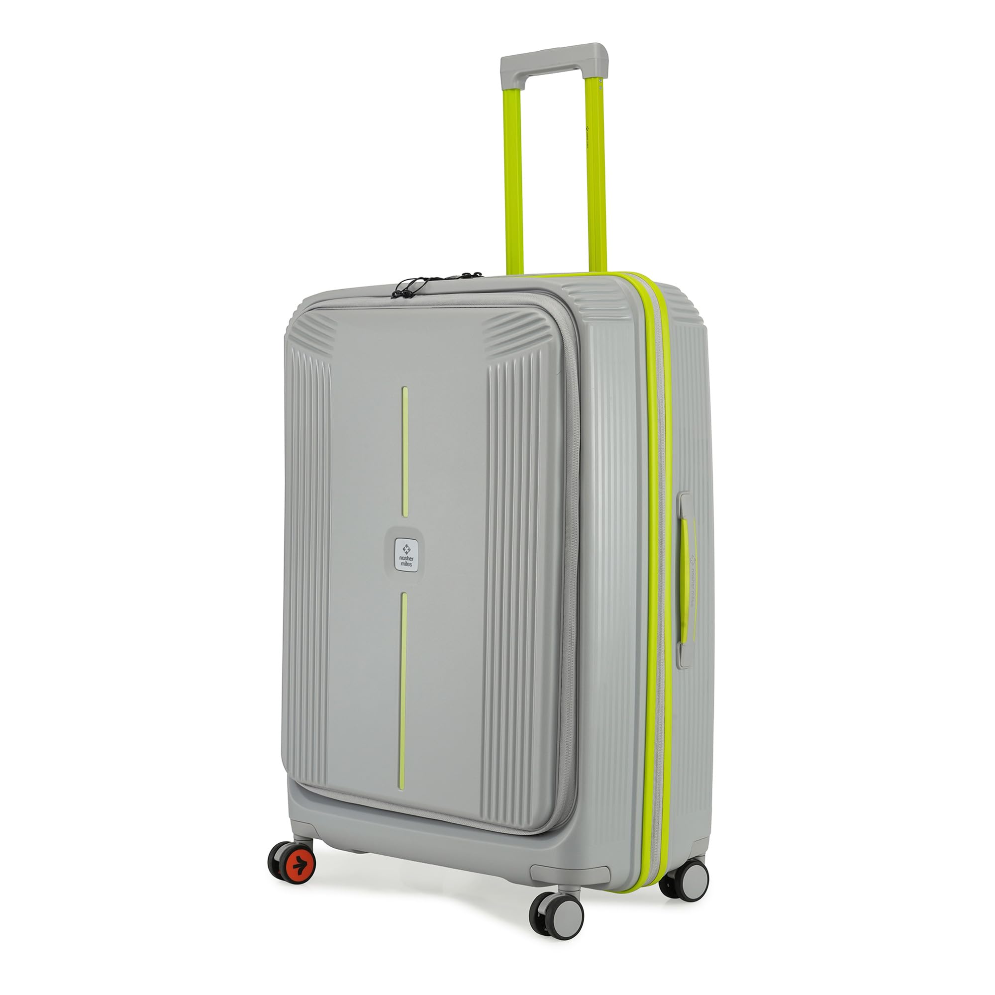 Alexandria Hard-Sided Polypropylene TSA Lock Front Opening 8 Wheels Double Spinner Check-in Luggage Grey Green 28 inch |75cm Trolley Bag|Large Check-in Luggage