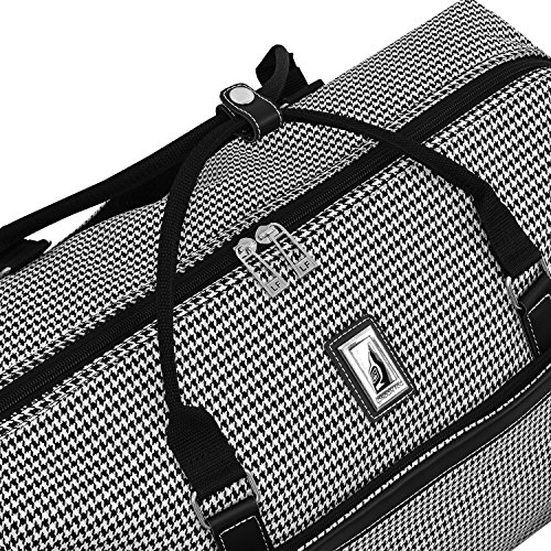 LONDON FOG Cambridge II 20-Inch Duffel Bag, Black White Houndstooth