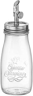 Bormioli Rocco Quattro Stagioni 13.5oz Olive Oil Dispenser with Weighted Pourer - Durable Italian Glass Bottle