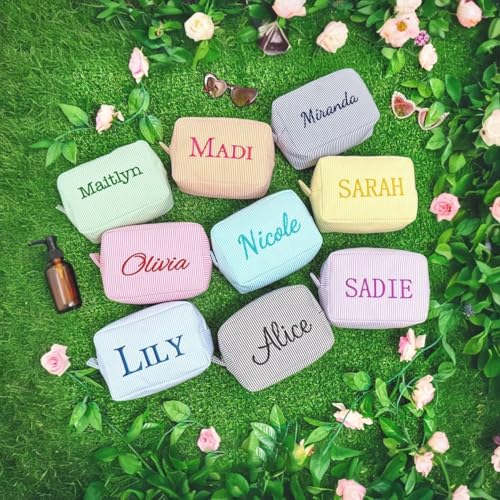 personalized toiletry bag - premium corduroy fabric with embroidery customization vintage-inspired travel cosmetic organizer for women amp teens lightweight amp compact gift gift-ready