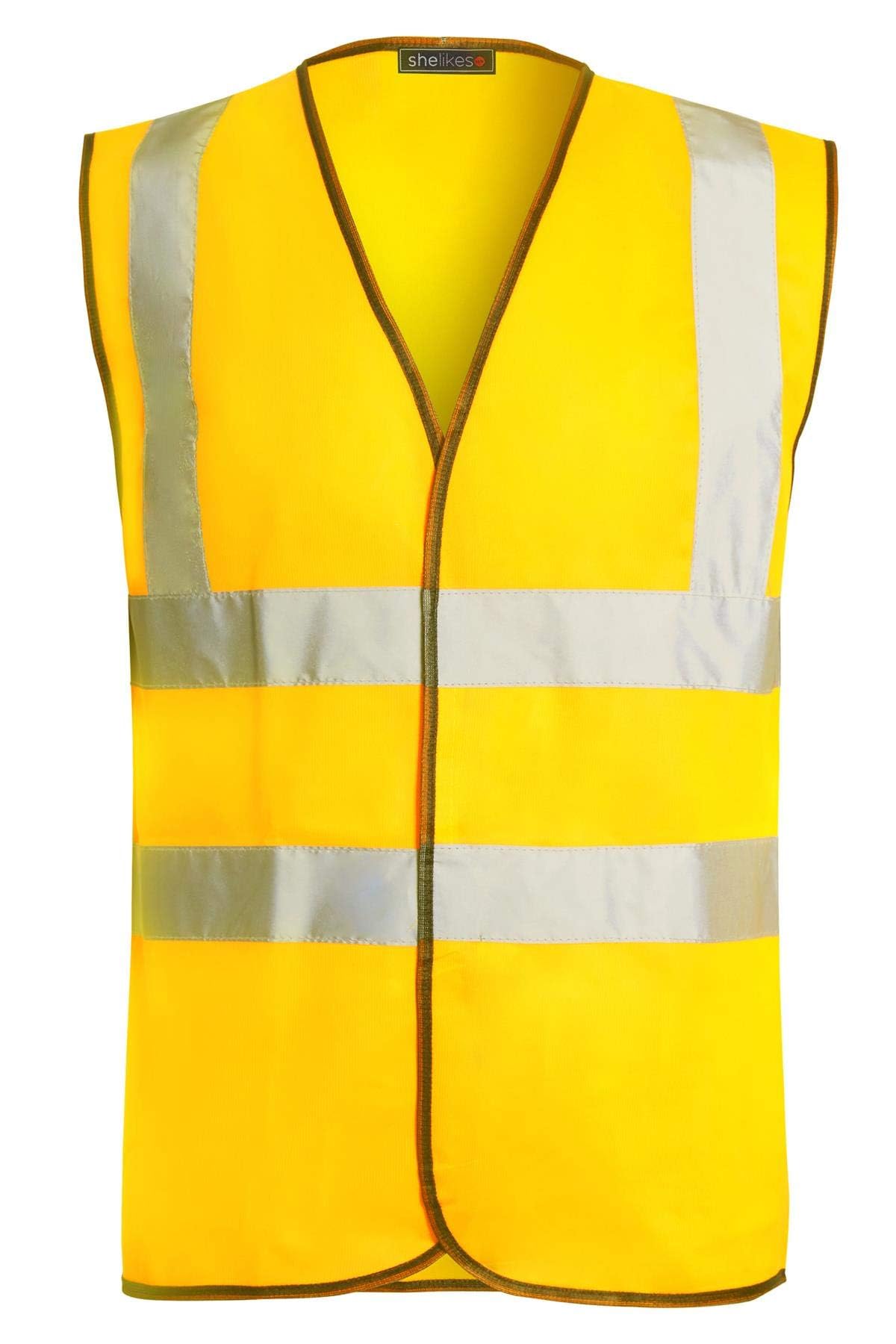 Shelikes Men's Yellow Hi Vis High Visibility Waistcoat Vest 2 Band And Brace Size Small To 4XL[, Xl (Chest 108-120Cm)]